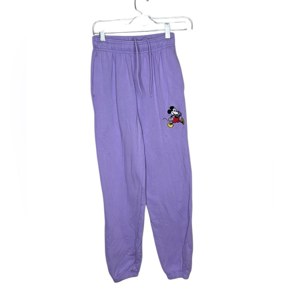 Disney Mickey Embroidered Purple Joggers. Size XS.